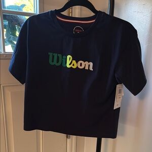 Wilson Kids Dark Blue Tee with Green and White Logo
